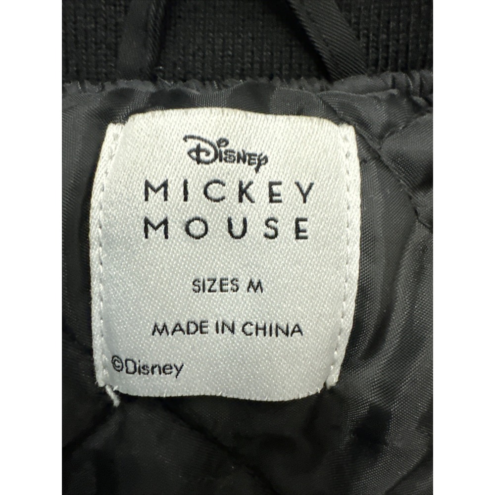 DISNEY MICKEY MOUSE Black logo 1928 Quilted Bomber Zip Up Jacket Size M - Picture 7 of 11